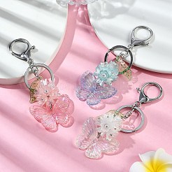 3 llavero colgante de acrílico con forma de mariposa y flor en 3 colores&nbsp;KEYC-JKC00988
