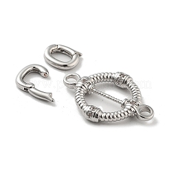 Messing Micro Pave klare Zirkonia Falte über Verschlüsse&nbsp;KK-K361-02P