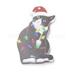 Décoration de pendentif en acrylique en forme de chat de noël&nbsp;HJEW-E007-01G-07