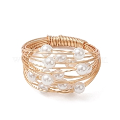 Runde Fingerringe mit Muschelperle für Damen&nbsp;RJEW-JR00972