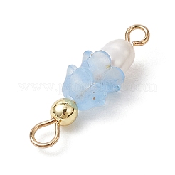 Ciondoli connettore in acrilico e perle d'acqua dolce coltivate naturali con fiori smerigliati&nbsp;PALLOY-JF03590-10