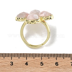 Bagues ajustables en agate naturelle à facettes en forme de fleur de cerisier pour femmes&nbsp;RJEW-A092-01G-14