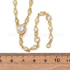 Colliers pour femmes avec pendentif cœur en laiton pavé de zirconiums cubiques et pompon&nbsp;NJEW-A071-01G-08