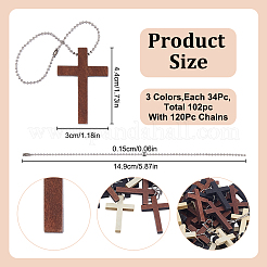 102 pendentif décoratif en bois en forme de croix&nbsp;DIY-GO0002-52