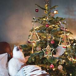 9 pièces 3 styles ornements de formes mélangées de noël en bois&nbsp;DIY-SZ0003-41