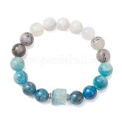 Pulseras elásticas de cuentas de piedra lunar arcoíris natural&nbsp;BJEW-TA00745