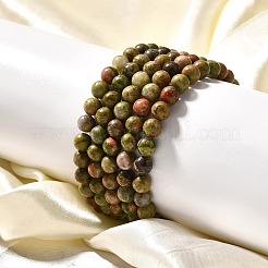 Bracelets extensibles de perles naturelles unakite&nbsp;BJEW-K212-A-006