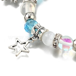 Stretch-Armbänder aus Glas mit synthetischem Mondstein und Weihnachtsmotiven für Damen&nbsp;BJEW-TA00656