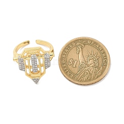Anillos de puño abiertos de latón con micro pavé de circonita cúbica transparente para mujeres y hombres&nbsp;KK-B124-12GP