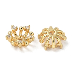 Tappi di perline in zirconia cubica trasparente micro pavé in ottone&nbsp;KK-U045-05G