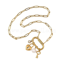 Colliers en acier inoxydable 304 avec pendentif clé et cadenas&nbsp;NJEW-JN06493