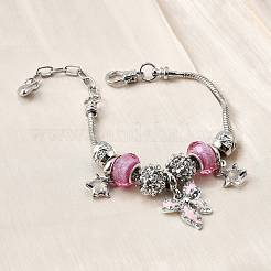 Charm-Armbänder aus Emaille-Legierung und europäischen Perlen&nbsp;BJEW-F495-22P