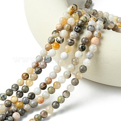 Bambou naturel feuille agate brins de perles rondes&nbsp;G-M248-6mm-04