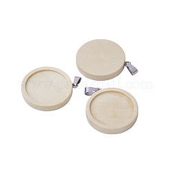 Hölzerne Anhänger Cabochon Fassungen&nbsp;WOOD-TAC0001-B-02