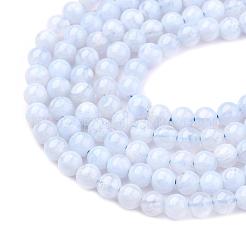 Natürlichen blauen Chalcedon Bead Stränge&nbsp;G-R193-02-4mm