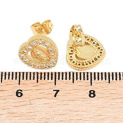 Messing Micro Pave klare Zirkonia Ohrstecker&nbsp;EJEW-F405-17G