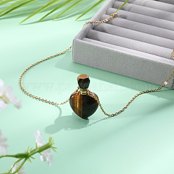 Collier pendentif flacon de parfum en forme de cœur avec pierre précieuse naturelle (1 pièce)&nbsp;NJEW-PH0001-61B