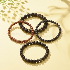 4pcs ensemble de bracelets extensibles en perles rondes en agate naturelle de 4 tailles&nbsp;BJEW-JB08196