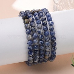 Bracciali elasticizzati con perle di diaspro a punto blu naturale&nbsp;X-BJEW-K212-A-039