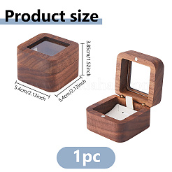 Magnetische Aufbewahrungsboxen für Ohrhänger aus Holz mit Sichtfenster&nbsp;CON-WH0085-235B
