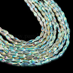 10 brin de perles en verre transparent plaqué couleur AB en forme de larme&nbsp;EGLA-TA0013-66