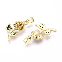 Pendentifs avec zircon cubiques à micro-pavés en laiton&nbsp;KK-T071-115G