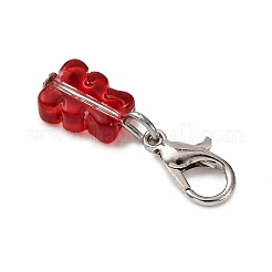 Decorazioni pendenti a forma di orso in vetro&nbsp;HJEW-JM04073-02