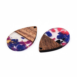 Pendenti in resina trasparente e legno di noce&nbsp;RESI-N025-028-A06