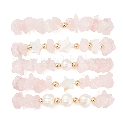 5 Stück 5 Stil natürliche gemischte Edelstein-Chips Stretch-Armbänder Set&nbsp;BJEW-JB09551