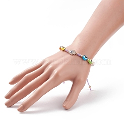 Braccialetto di perline intrecciate in resina malocchio&nbsp;BJEW-JB08411