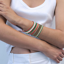 30 Stück 3-farbiges Set dünner Wickelarmreifen aus Eisen für Damen&nbsp;BJEW-BC0001-29