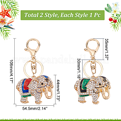 2 porte-clés pendentif en strass émaillé en forme d'éléphant&nbsp;KEYC-WR0001-40