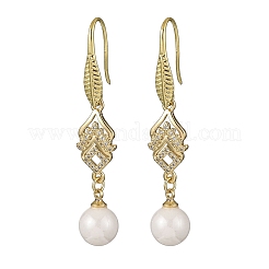 Orecchini pendenti in ottone con micro pavé di zirconi chiari&nbsp;EJEW-F362-04G