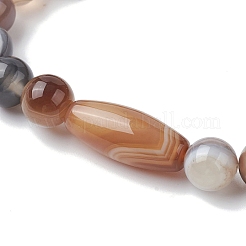 Braccialetti elasticizzati con perline ovali di agata naturale fasciata&nbsp;BJEW-JB09913