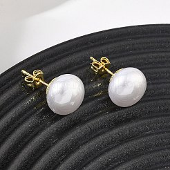 Ohrstecker aus Messing und ABS-Kunststoff mit Imitationsperlen für Damen&nbsp;PL-CBA760A-14A-G01