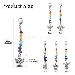 30 stücke 5 stile chakra natürliche & synthetische edelstein chips & legierung engel anhänger dekoration&nbsp;HJEW-YW00067