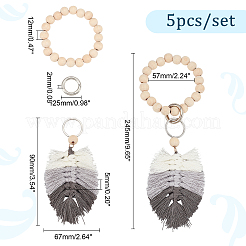 5 Uds. De pulseras elásticas de cuentas de madera natural&nbsp;KEYC-PH01429