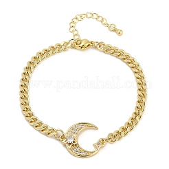 Braccialetti in ottone con micro pavé di zirconi trasparenti&nbsp;LS-BJEW-M050-01G-02