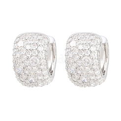 Boucles d'oreilles créoles en laiton zircon cubique micro pavé&nbsp;EJEW-Z164-21P