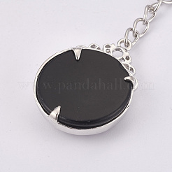 Natürlicher schwarzer Achat keychain&nbsp;KEYC-P041-C06