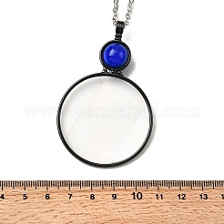 Collar con colgante de lupa de vidrio redondo plano para mujer&nbsp;NJEW-K125-01B-04