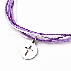 Bracelets tressés en cordon de polyester ciré&nbsp;BJEW-JB05663-01