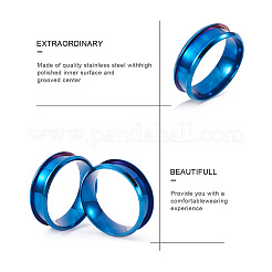 6 Stück 6 Arten Edelstahl gerillte Fingerring Einstellungen&nbsp;STAS-YS0001-19