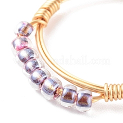 Verstellbare Glasperlen Fingerringe&nbsp;RJEW-JR00350