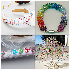 21 brins de perles de verre galvanisées transparentes de 21 couleurs&nbsp;GLAA-TA0004-23
