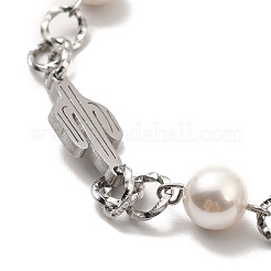 Bracciale con perle ccb e maglie in acciaio inossidabile 304 per donna&nbsp;BJEW-C025-01P