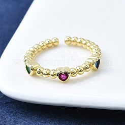 Anelli da donna aperti con micro pavé di zirconi cubici in ottone&nbsp;RJEW-F179-01G
