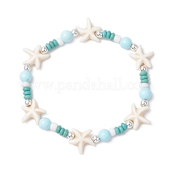 Armbänder aus gefärbtem synthetischem Türkis und natürlichen Howlithperlen für Damen&nbsp;BJEW-JB11794-03