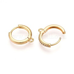 Orecchini a cerchio in ottone micro pavé di zirconi cubici&nbsp;KK-N261-51B-G