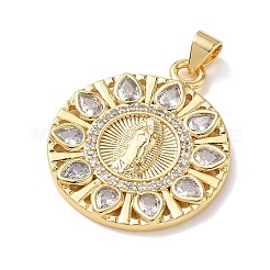 Pendentifs religieux en laiton sertis de micro-pavés de zircone cubique transparente&nbsp;KK-L268-020G-06
